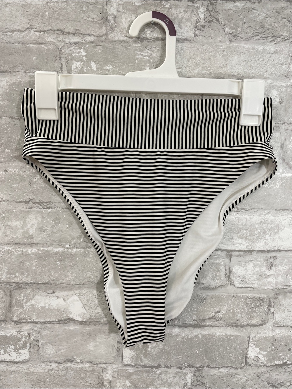 aerie Black & White Striped High-cut Cheeky Bikini Bottoms
